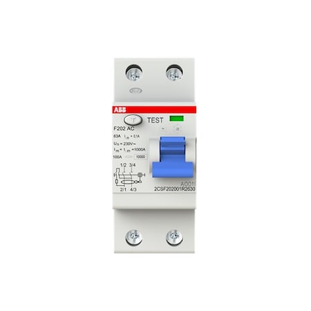 Abb F202AC-63/0.1, RCD F200 AC 2P 63A 100MA F202AC-63/0.1